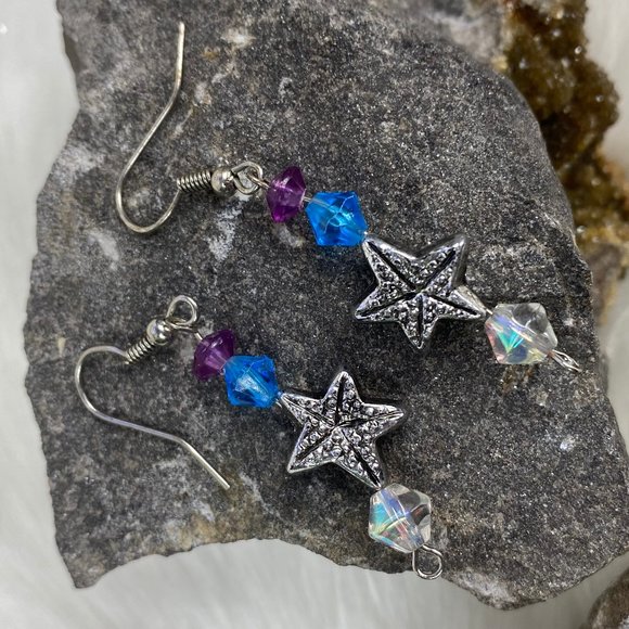 Pierced Starfish Bead Dangle Earrings - Picture 1 of 5